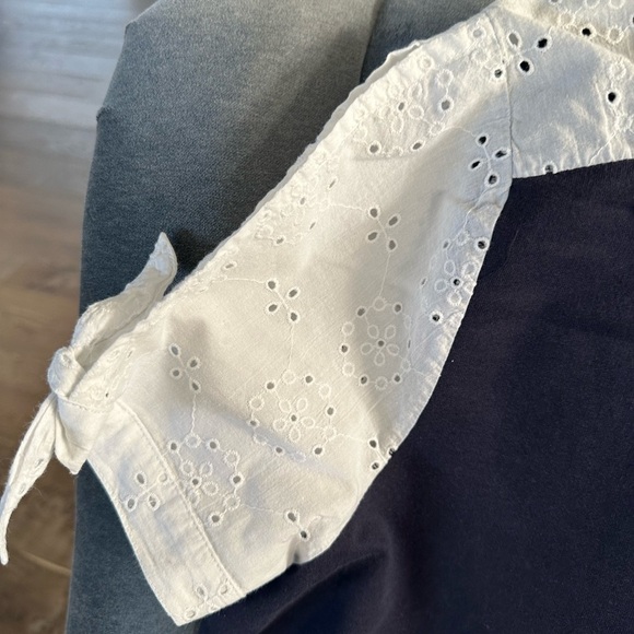 Lane Bryant Navy and White Mixed Media Short Sleeve Top Size 18/20 - Picture 3 of 5